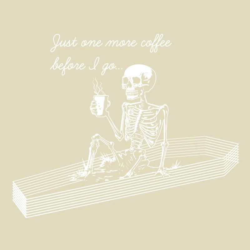 skeleton drinking coffee