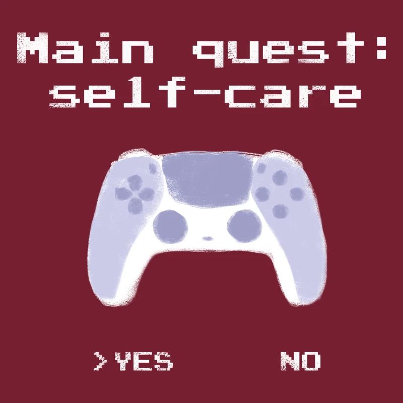 Hauptquest Self-Care: Retro-Design mit Controller