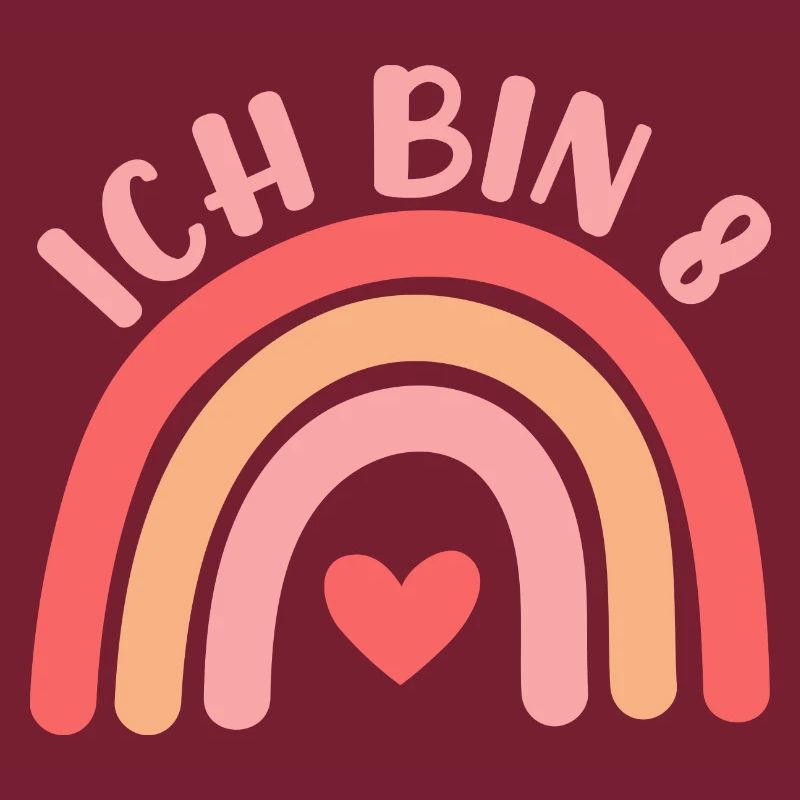 Ich bin 8 niedliche Regenbogen Design Junge Mädche