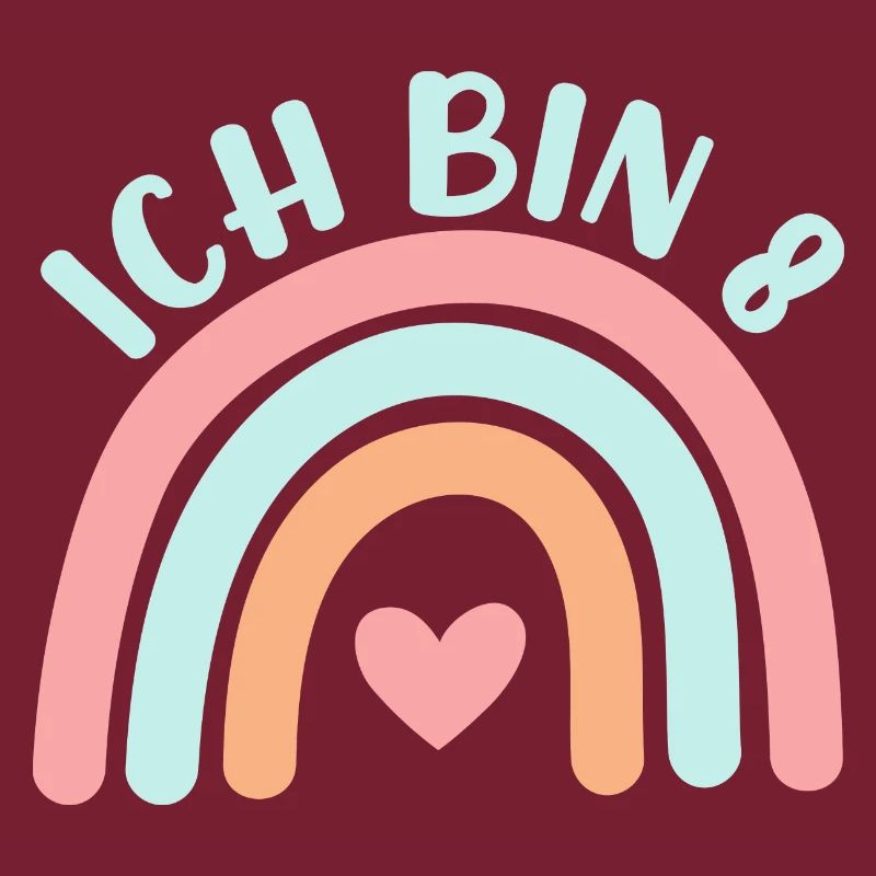 Ich bin 8 niedliche Regenbogen Design Junge Mädche