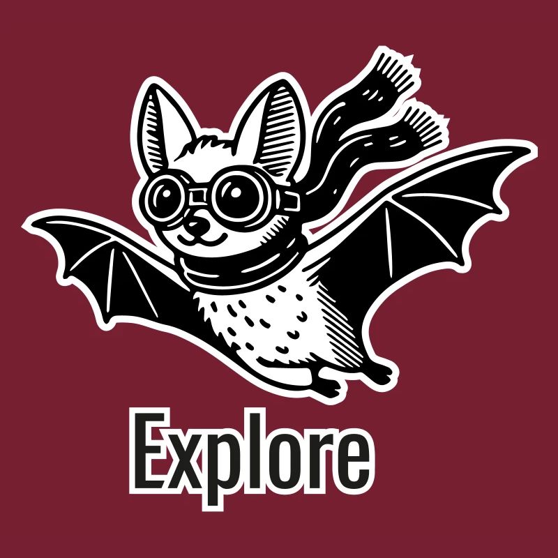 Flying bat with googles and scarf - Explore Design