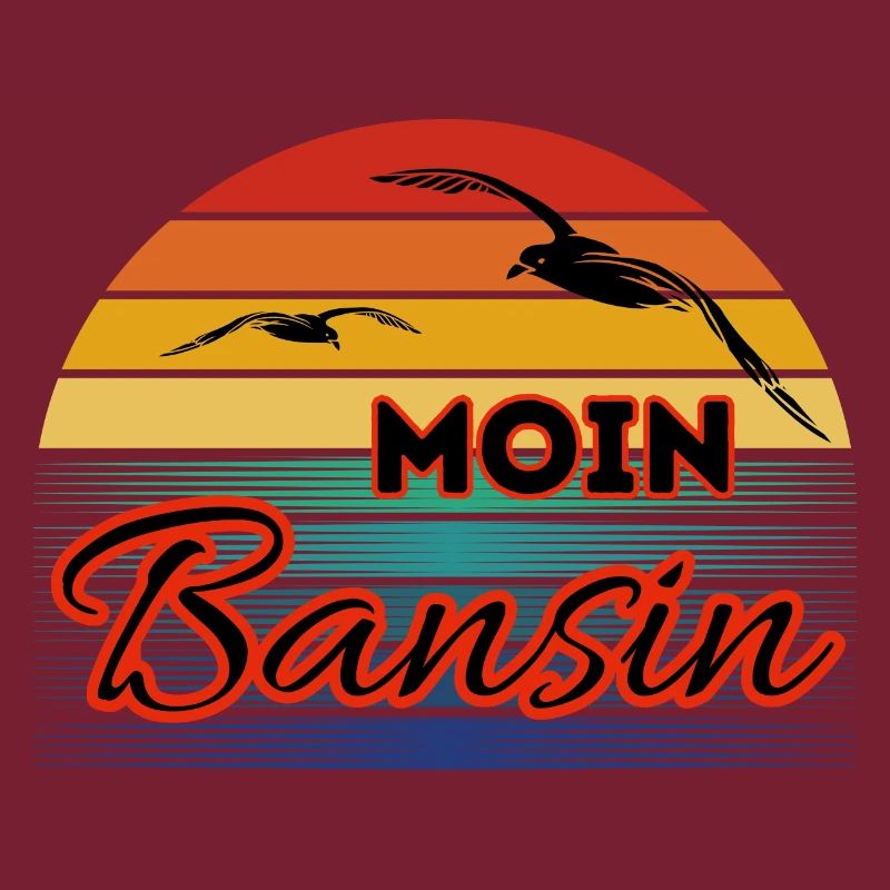 Moin Basin with Seagull in Retro Style Bansin