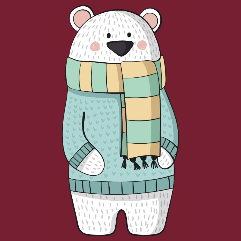 Eisbär mit Schal und Pullover