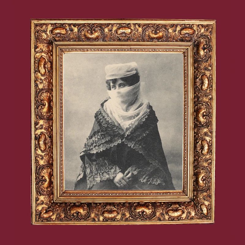 Harem lady Ottoman Empire on postcard frame