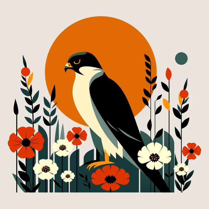 Wanderfalke in Blumen