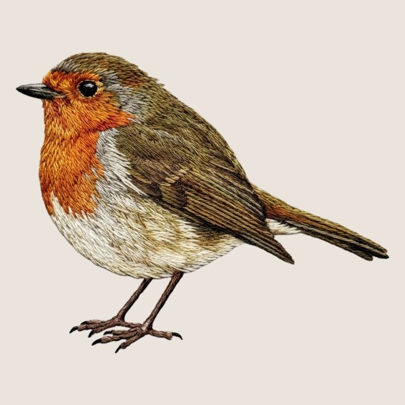Besticktes Rotkehlchen-Minimalist (gedruckt)