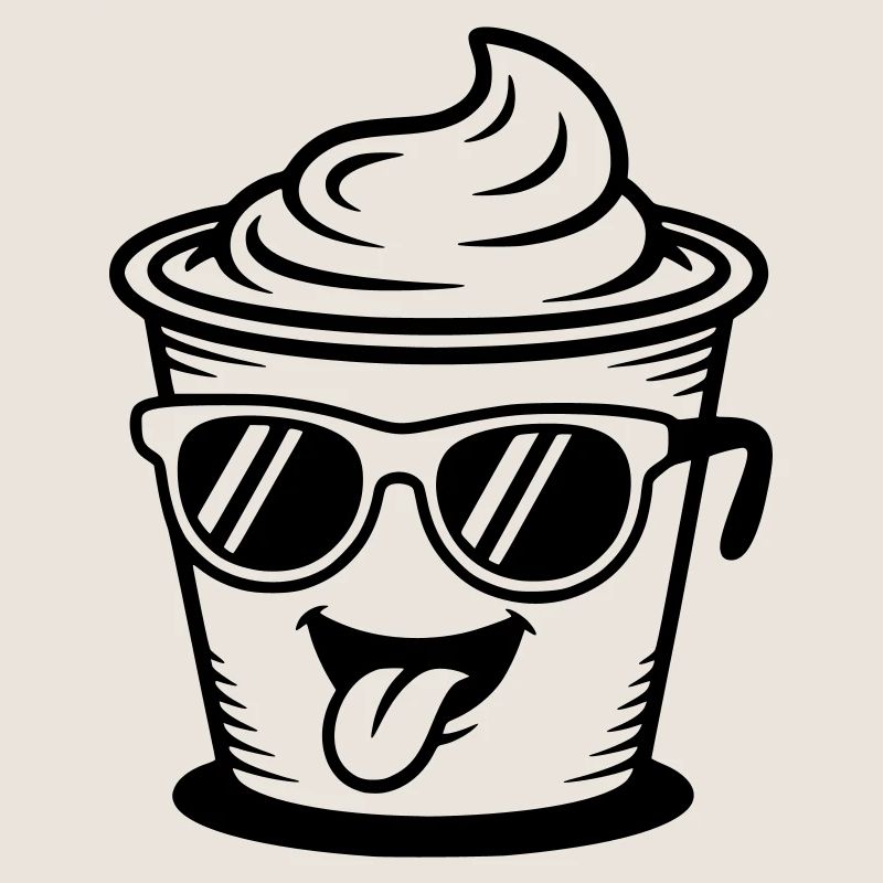 Tasses, crème, yaourt, crème, glace (couleur variable)