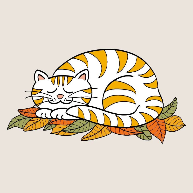 Kitty endormi sur les feuilles d'automne