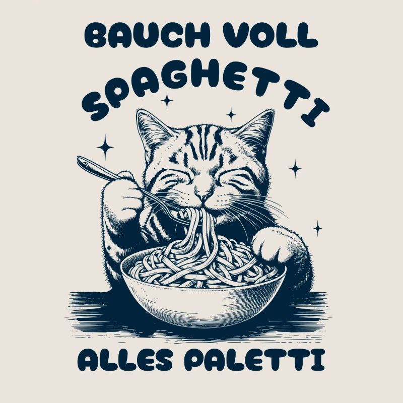 Bauch voll Spaghetti Katze