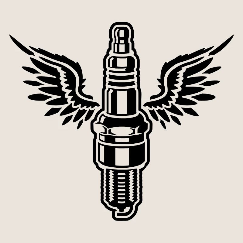 Spark plug with wings - motor - car - workshop