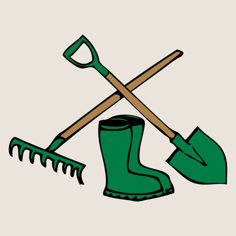 Garten schaufel harke gummistiefel