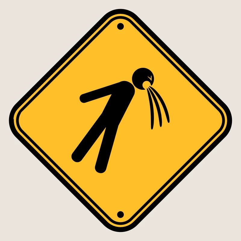 shield caution note vomit vomit