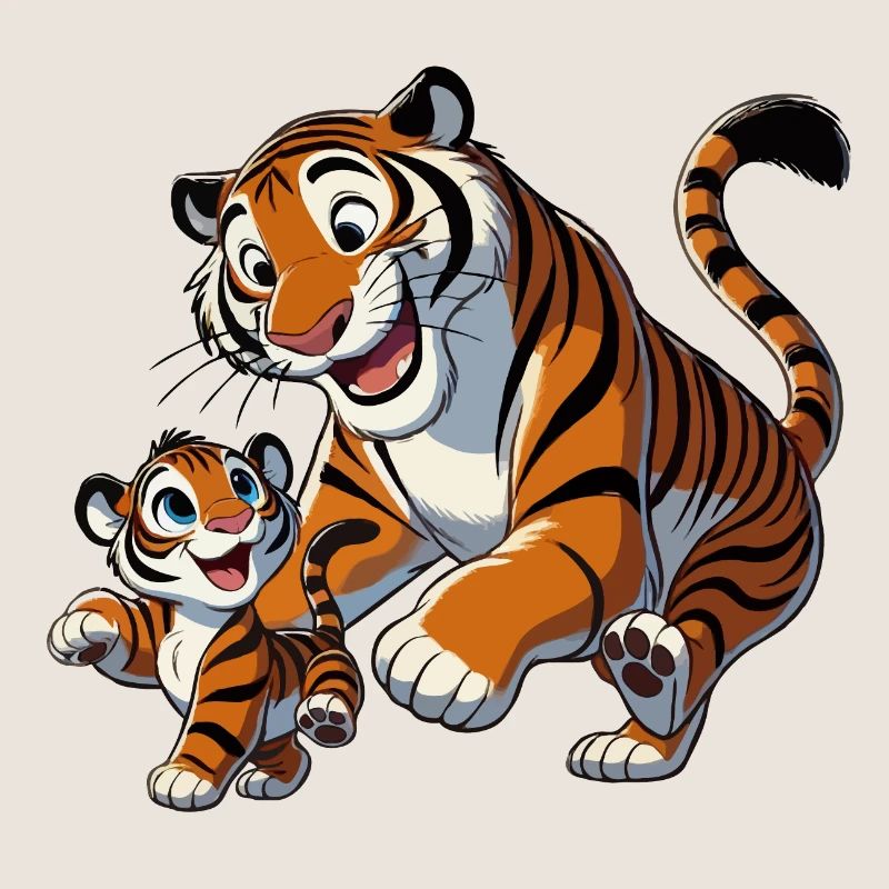 Tigermutter mit jungem Herumtollen
