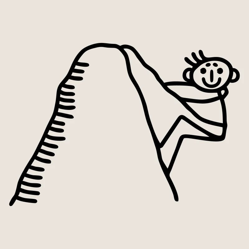 Strichmännchen klettert Berg hoch