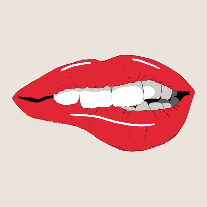 red lips biting