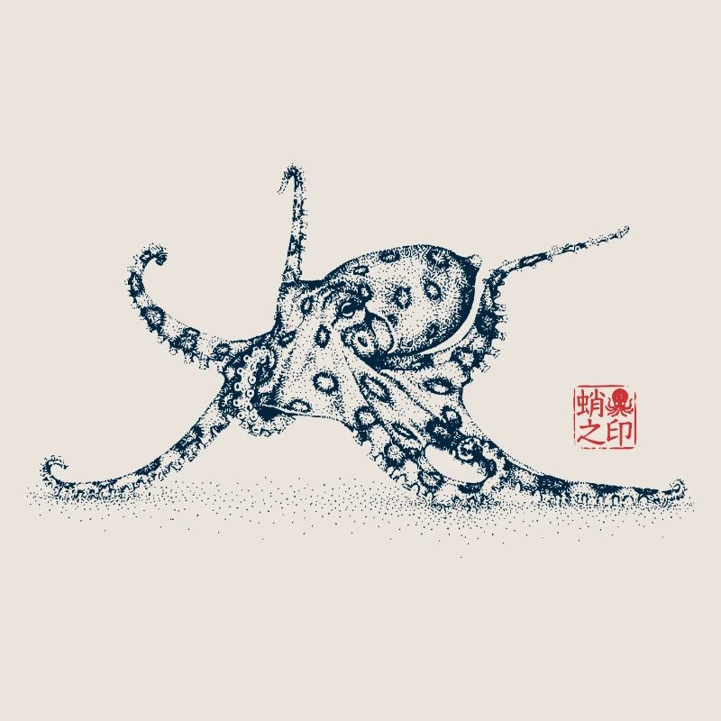 Oktopus mit Kanji Stamp