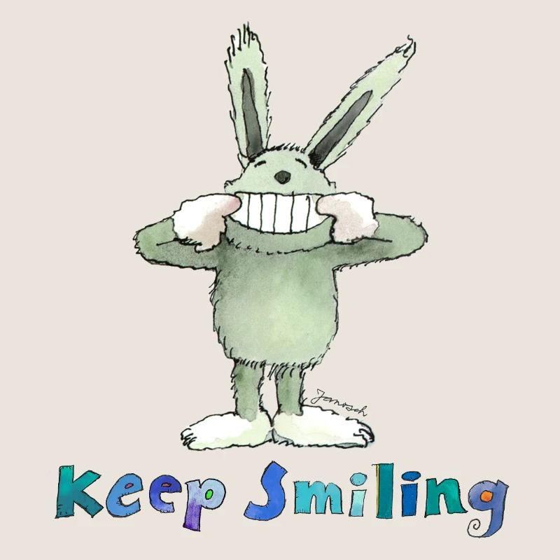 Janosch Spruch Keep Smiling Mit Hase Baldrian