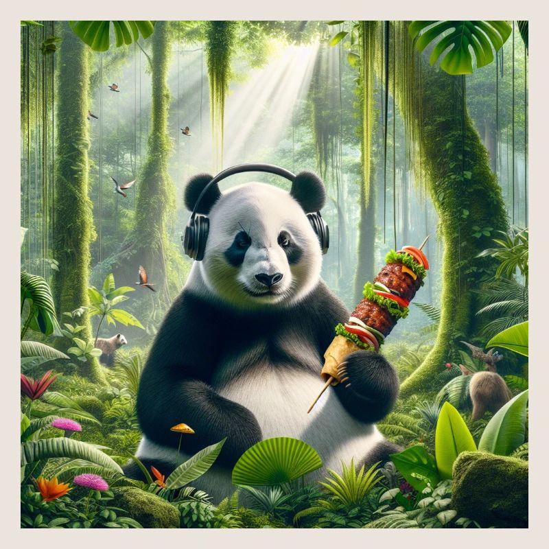 Pandabär mit Kopfhörer