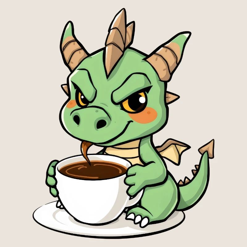 Le doux dragon aime le café