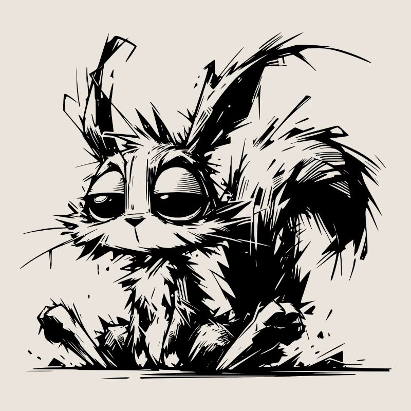 Total verschlafenes Eichhörnchen Horror Skizze