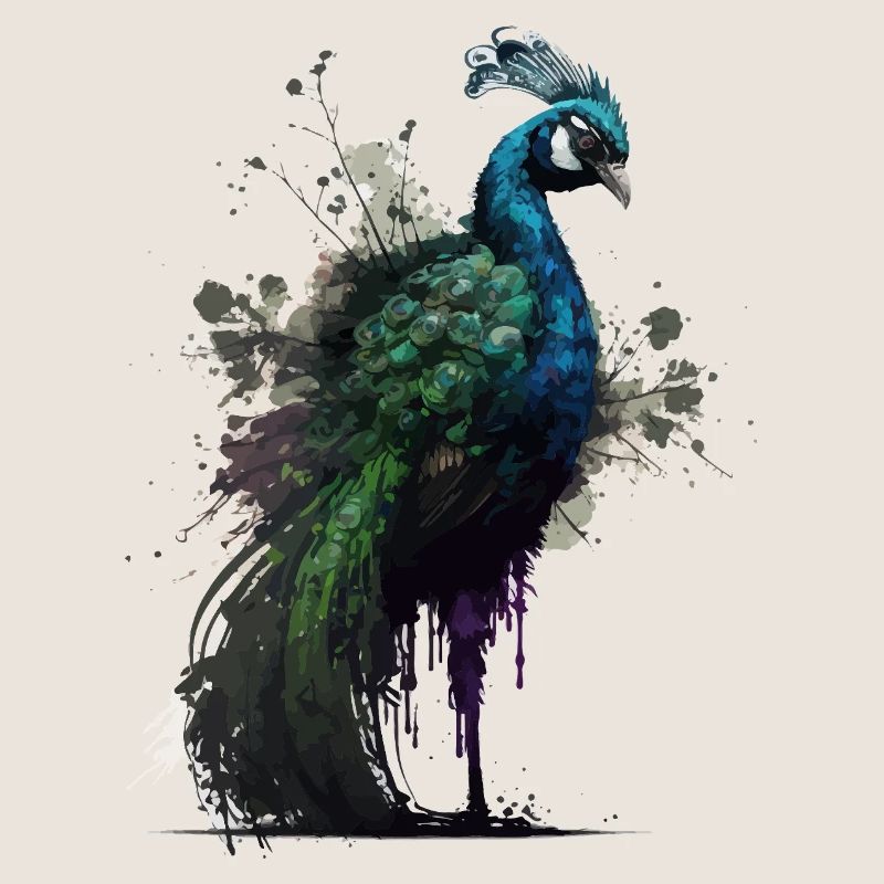 Aquarell Pfau