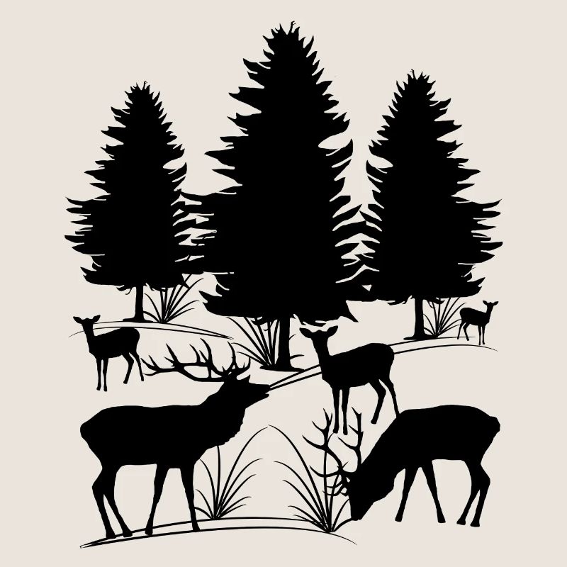 Animals in the forest, deer, roe deer, roe deer, trees, deer