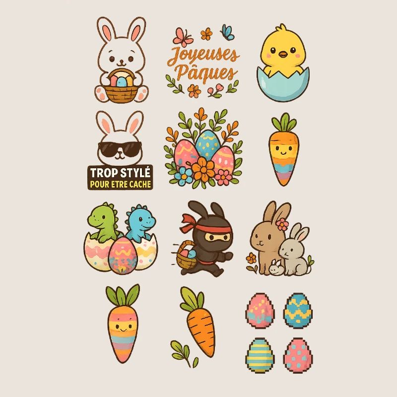 Ensemble d'illustration sur le thème de Pâques