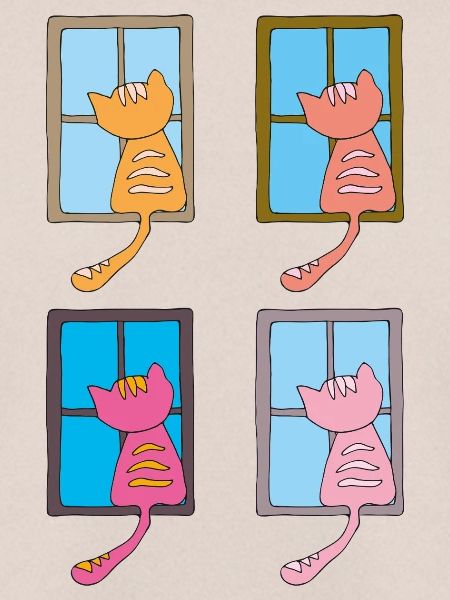 katzen am fenster bunt