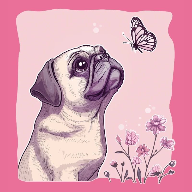 Mops mit Schmetterling