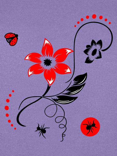 Sommerblume mit Marienkäfer und Ameisen