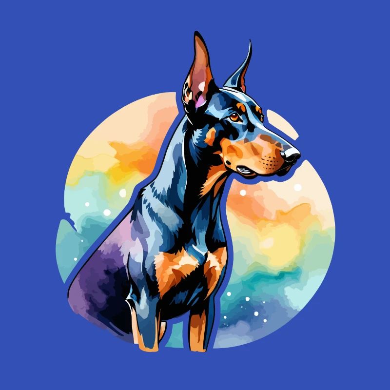 Dobermann Wasserfarben