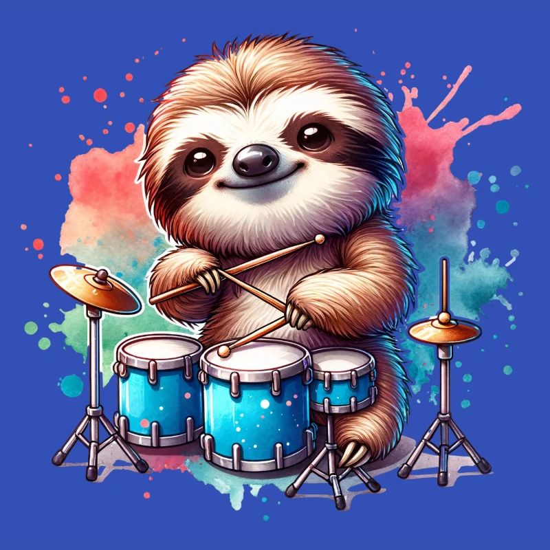 Faultier Drummer Schlagzeuger Design