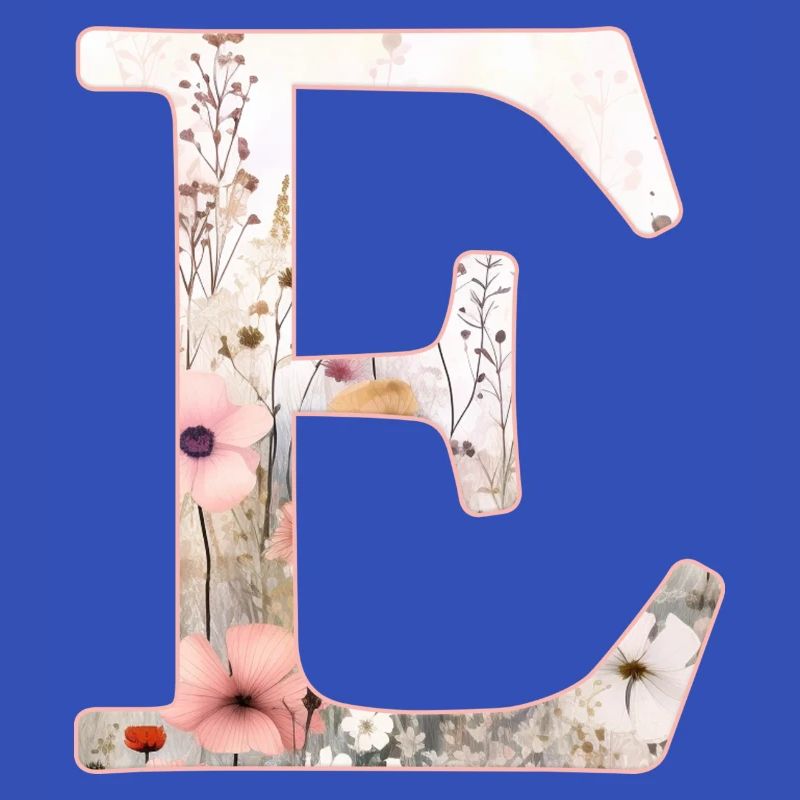 Personalisierbar Monogramm E Blumenmuster