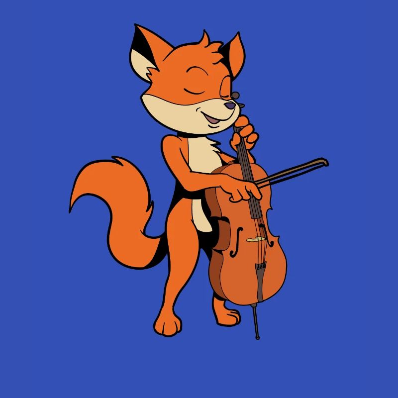 Comic Fuchs spielt Cello