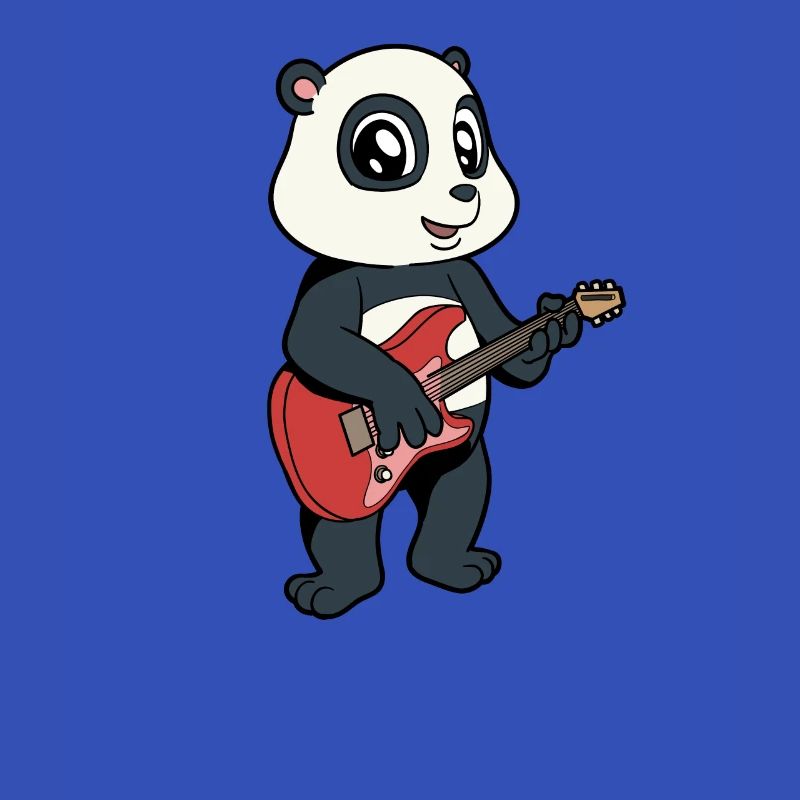 Comic Pandabär spielt E-Gitarre