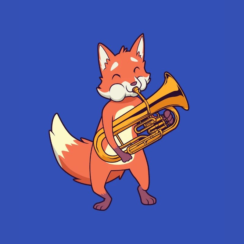 Cartoon Fuchs spielt Euphonium
