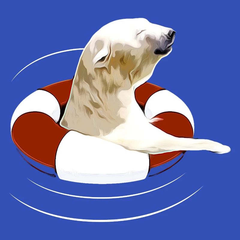 Eisbär mit Rettungsring