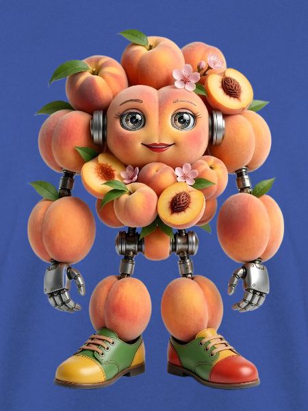 Pfirsichroboter mit Blüten