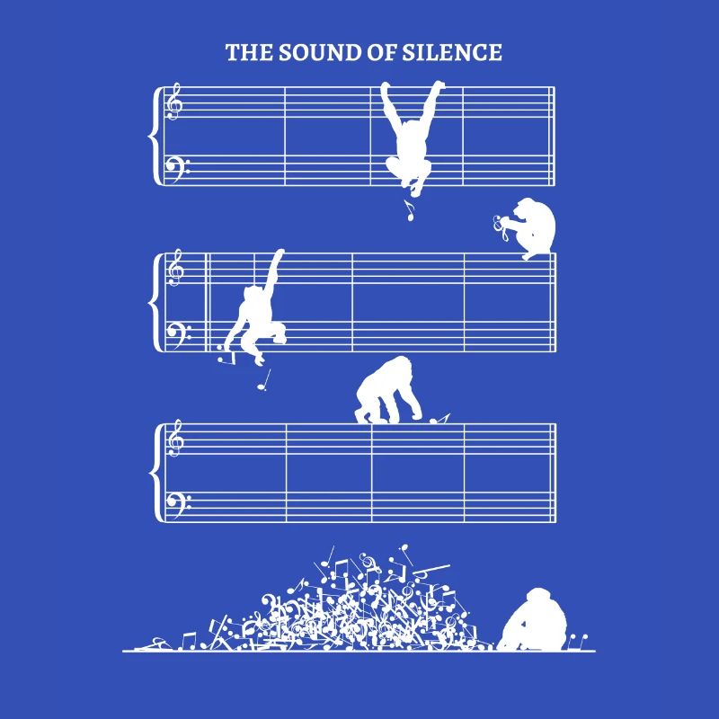 Partition de musique Silence sans notes avec des chimpanzés