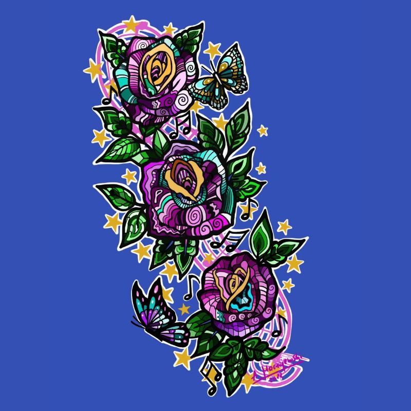Rose/Noten/Schmetterlinge