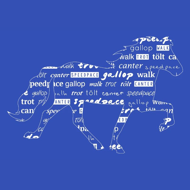 Töltend cheval avec texte - blanc