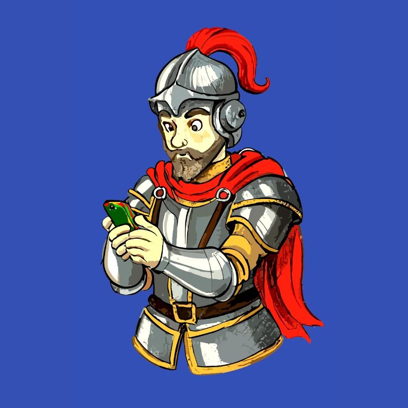 Ritter mit Smartphone
