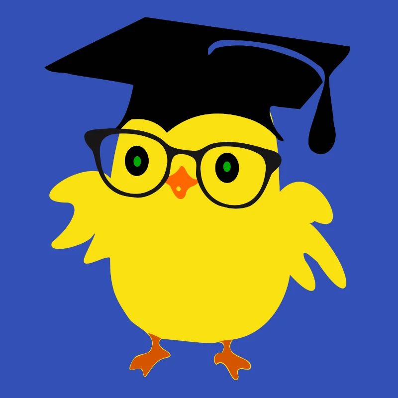 🐥❤✦ ° • Nettes Nerd-Küken auf einer Abschluss-Kappe u. Gläsern