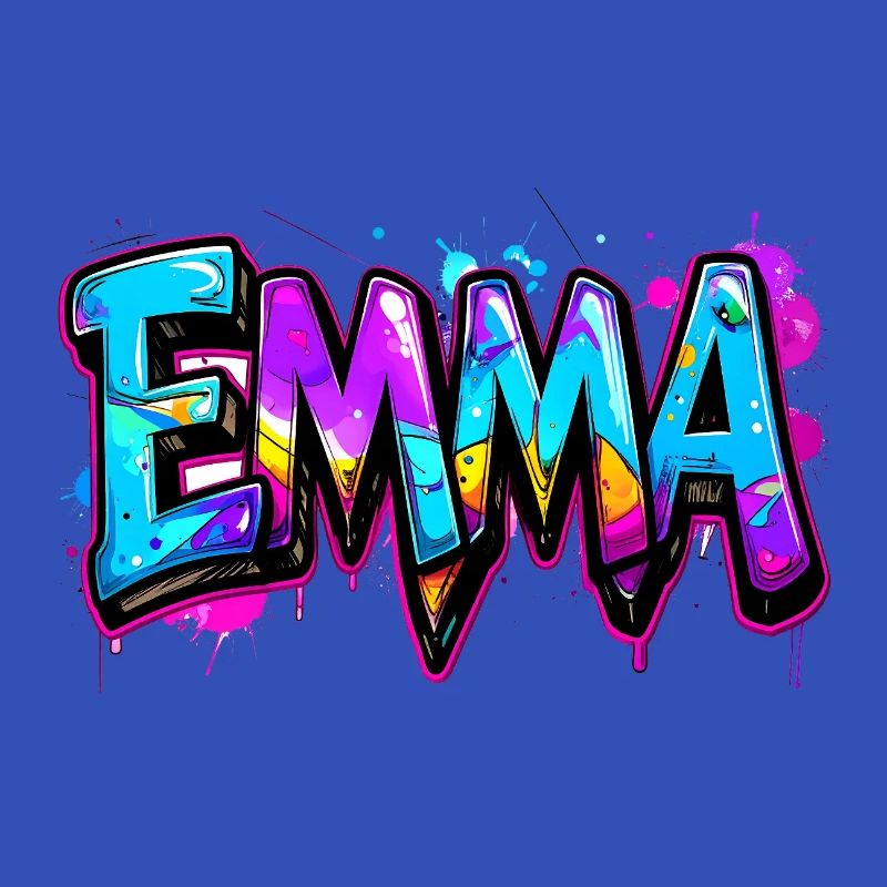 graffiti, buchstaben, emma, illustration