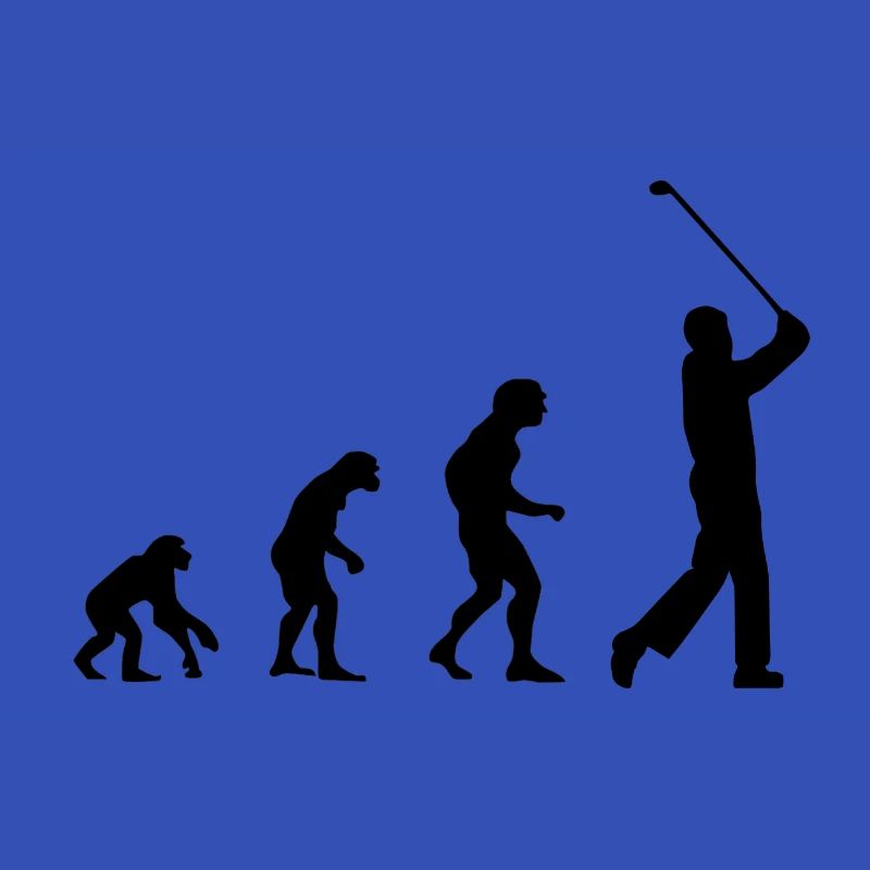Evolution, Affen zum Golfer, Golf, Abschlag, Mann