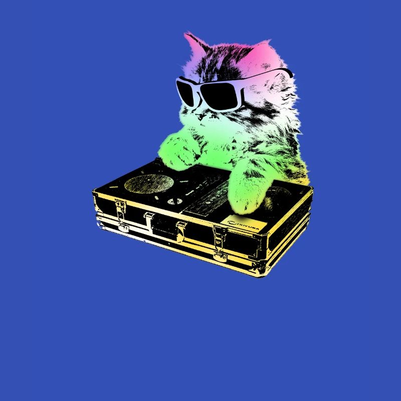 Rainbow DJ Cat - scratching