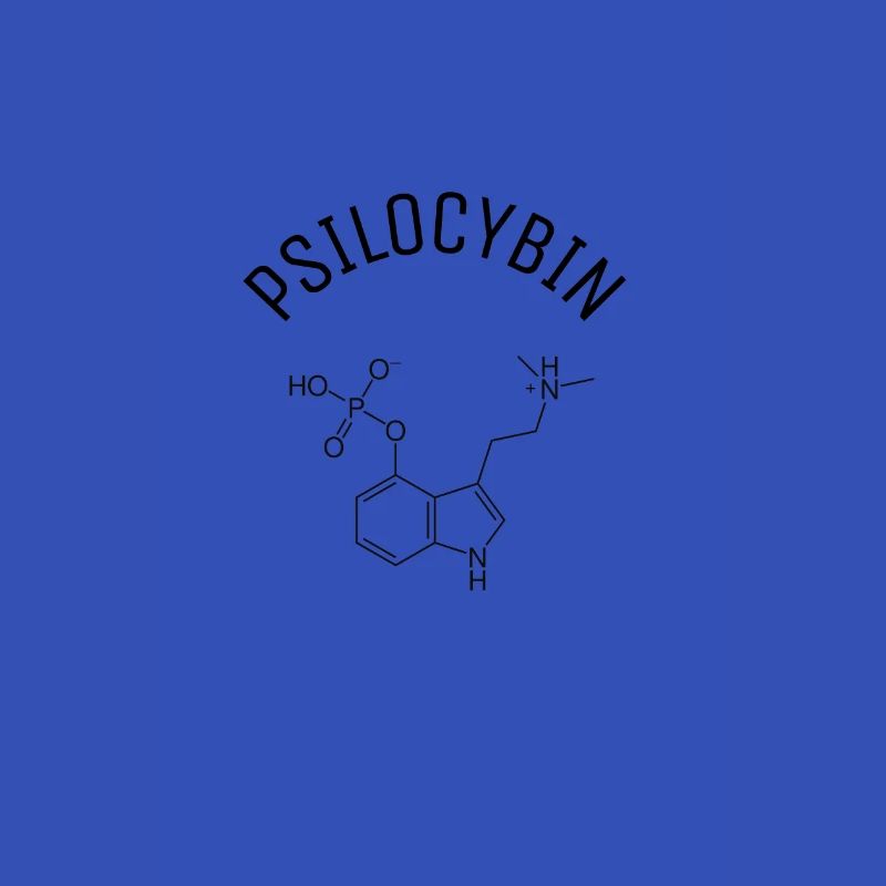 Psilocybin Molekül mit Schriftzug