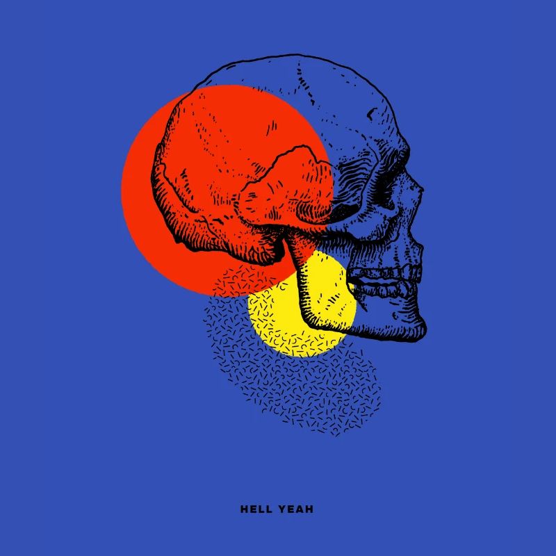 Hell yeah skull with circles drawing