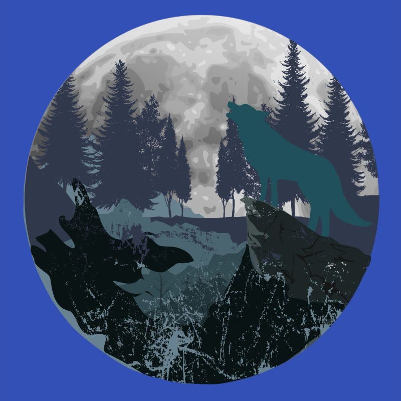 Berg Wolf Mond