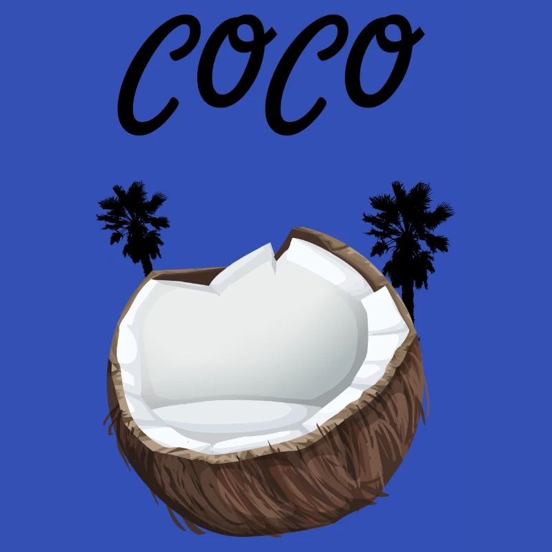 Noix de coco avec inscription Coco et palmiers